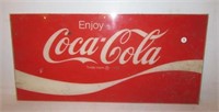 Plastic Coca-Cola Sign. Measures 13" x 27.5".