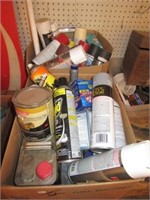 (2) Boxes of garage liquids including spray