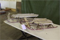 (2) Vintage Child Sleds, Approx 37"x22" & 48"x23"