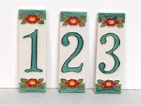 Ceramic number tiles 1,2,3