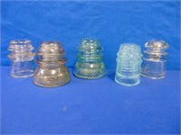 (5) Hydro Line Insulators Dominion & Hemingray