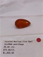 FACETED PEAR SHAPED MEXICAN FIRE OPAL 20.06 CT