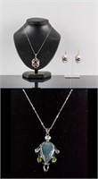 Set of Topaz Jewellery Set & 925 Silver Pendant