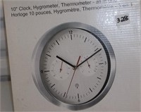 New 10" Clock, Hygrometer, Thermometer, All in One