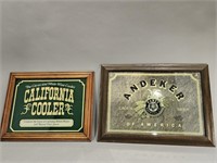 Vintage Framed California Cooler and PBR Signs