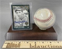 Autographed Harry Walker Card & Ball Display