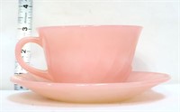Vintage Fire King pink cup & saucer set