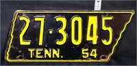 1954 state shape TN license plate
