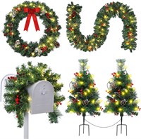 Zeyune 5Pc 24' Christmas Decor  LED Set
