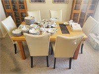 Nice Granite Inlayed Dining Table W-6 Chairs