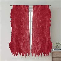 Home Voile Ruffled 2 Curtains 63 x 50