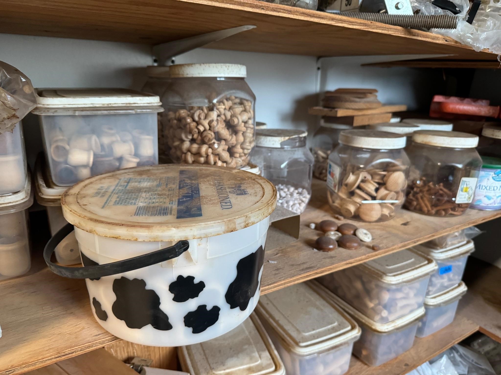 Shelf Contents: Hardware/Wooden Boxes/Misc.