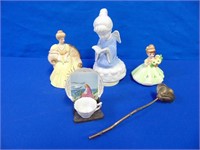 Lady Figurines, Music Box, Brass Rose