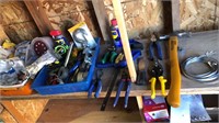 Lot of tools, screws, tape measures, and more