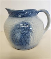 Blue & White Poinsettia Stoneware Pitcher
