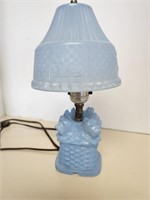 Dresser Lamp, Scottie Dogs, blue glass