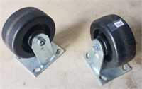 Two Large Fixed 5" Diameter Wheels, About 6 1/2"