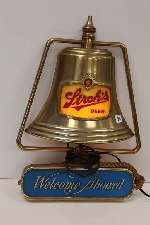 STROH'S BEER LIGHTED PLASTIC SIGN