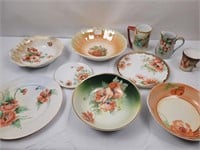 Assorted floral design china- some handpainted