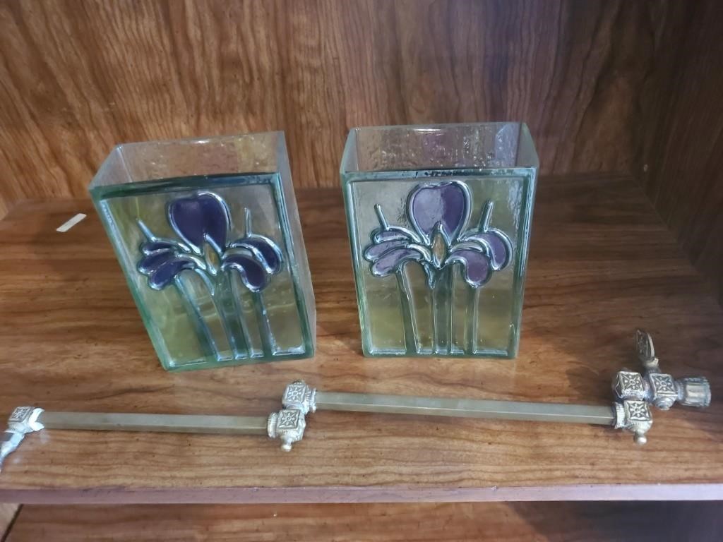 Pair of lead glass vases etc.