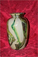 Arthur Allison blown glass vase, 6 1/2" tall
