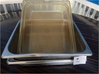 2 Stainless Steel 1/2 Pans & 1 plastic