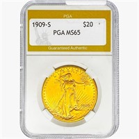 1909-S $20 Gold Double Eagle PGA MS65