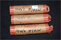 THREE ROLLS 1940'S WHEAT PENNIES