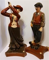 Golfing Couple Statues