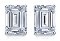 14kt Gold 3.00 ct Emerald Cut Lab Diamond Earrings