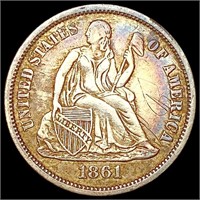 1861 Seated Liberty Dime CLOSELY UNCIRCULATED