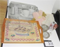 Vintage Items, Coasters, Baking Dish, Bird Statue
