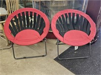 2 Red Sunrise Papasan Chairs