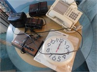 Misc Lot-Clock Radios,Telephones,Table w/Glass Top