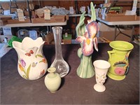 2 Boxes of Vases & 15" Mercury Glass Decorations.