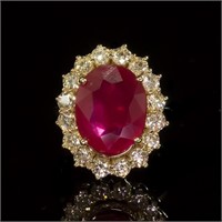 $ 7560 14k Gold 8.97 Cts Ruby & Diamond Ring