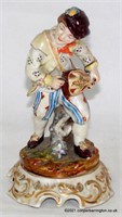 Antique Continental Lute Player Figurine
