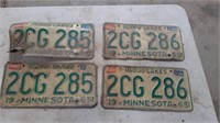 2 pair 1965 Minnesota License Plates