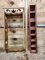2 wood trinket shelves