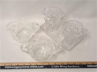 Glass Cream & Sugar Sets x2-one with w Tray