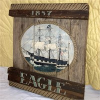 Hand Painted Eagle 1857 Ship wall hanging