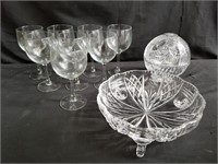 Group of glass and crystal items