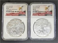 2016,2017 US Silver Eagle Coins