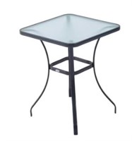 34 in. Black Outdoor Glass Top Bistro Table