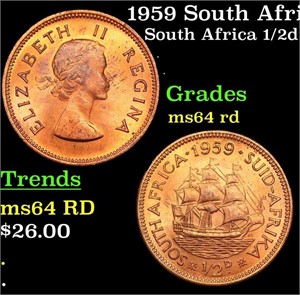 1959 South Africa Half Penny KM# 45 Grades Choice