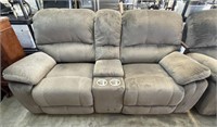 Suede Style Double Rocking Recliner w/ Console