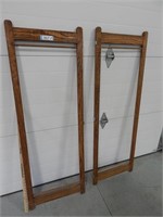 Pair of wood framed doors/racks with hinges; each
