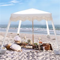 AMMSUN Beach Cabana  6'6' Boho Canopy  White