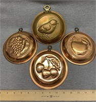 Vintage Copper Wash Jello Molds with Brass Hooks