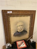 Antique Picture Frame & Portrait